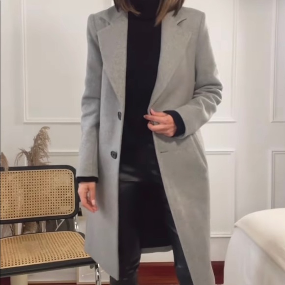 ZARA GREY TAILORED BUTTON WOOL COAT SIZE XS ARITZIA MAXMARA - Picture 2 of 6